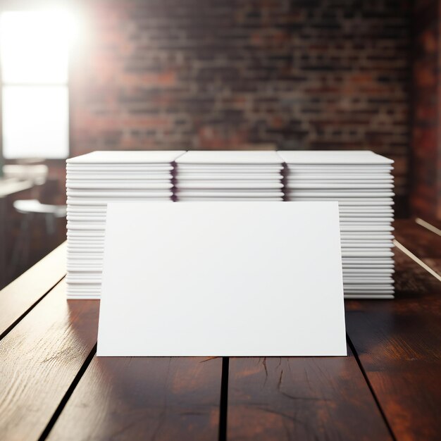 Photo white empty business cards mockup on table