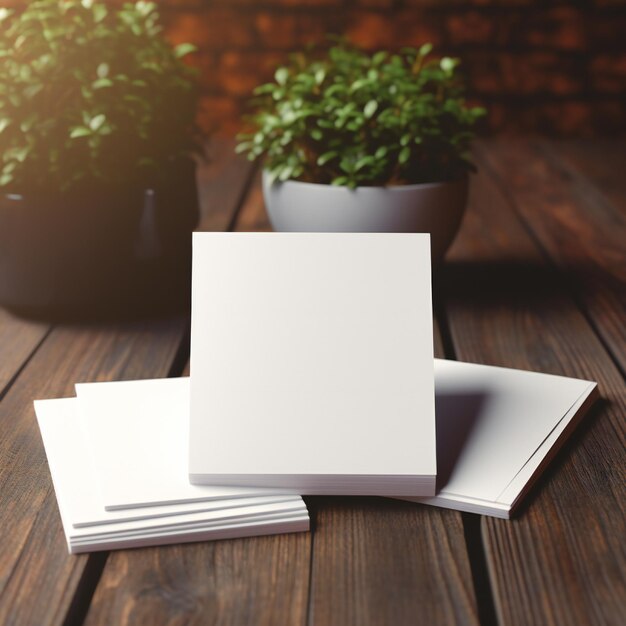 Photo white empty business cards mockup on table