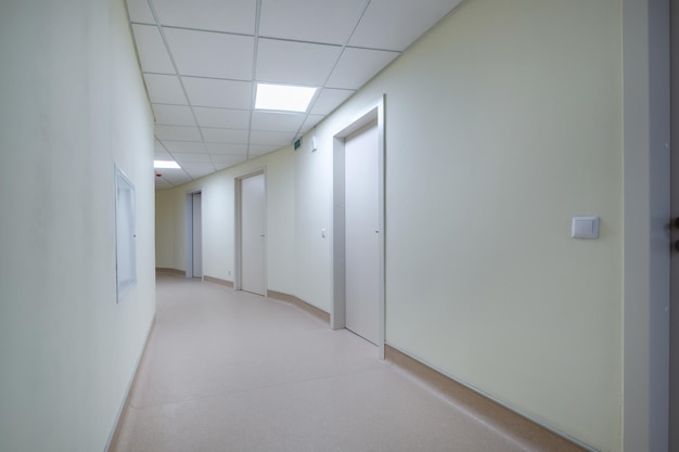 White empty corridor for room in interior of modern apartments office or clinic