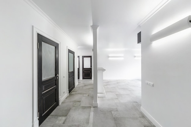 White empty corridor for room office in interior of modern apartments office or clinic