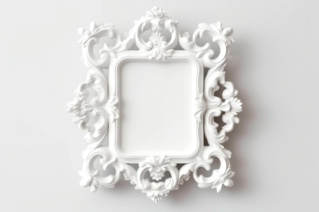 White empty decorative vintage frame mockup