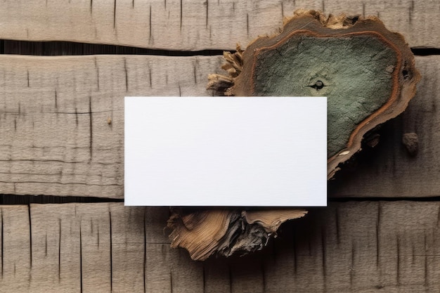 White empty paper blank mockup on wooden table generative ai