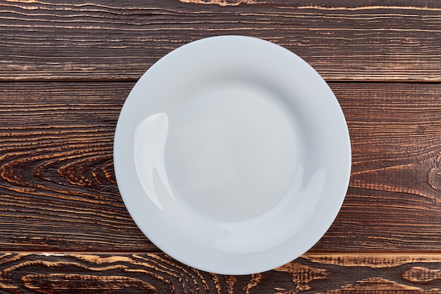 White empty plate, top view.