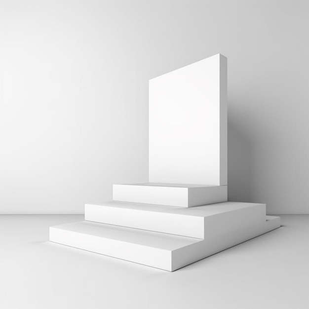 White empty podium in empty room on white isolated background