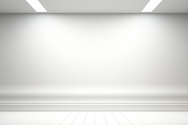 White empty room with wall and floor Mock up 3D Rendering