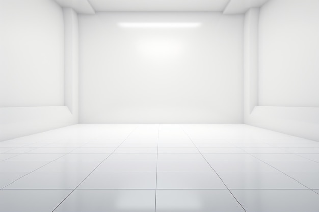 Photo white empty room with white walls and floor 3d rendering