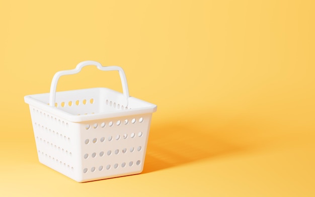 White empty shopping basket 3d rendering