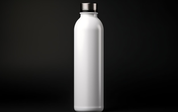 White empty stainless thermo bottle mock up with space