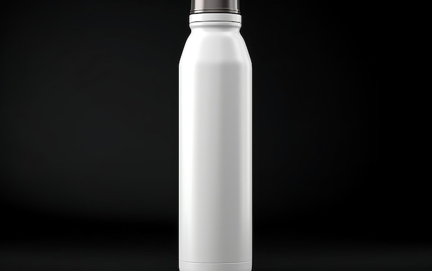 White empty stainless thermo bottle mock up with space