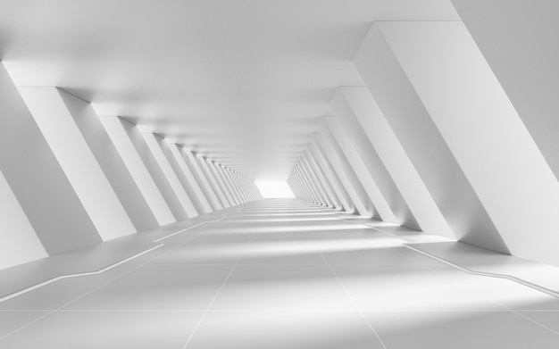 white empty tunnel 3d rendering
