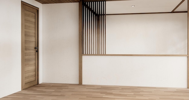 white Empty wooden room Cleaning japan room interior