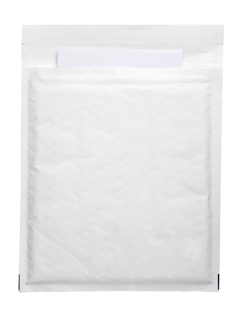 Photo white envelope c isolated background top view