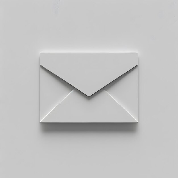 A white envelope rests on a white surface showcasing symmetry and simplicity