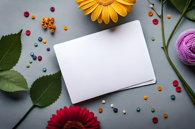 A white envelope with flowers and a white card that says " spring ".