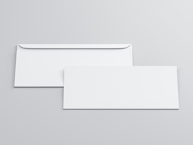 White envelope with invitation card or letter mockup on gray background 3d rendering