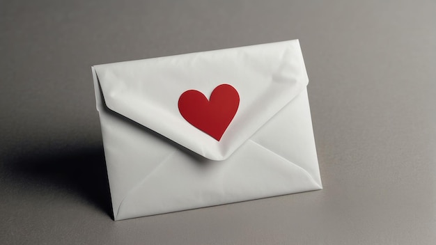 Белый конверт с красной сердечной печатью