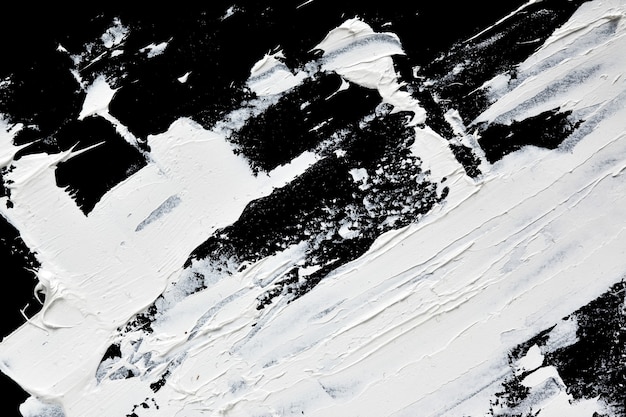 油絵の具の白い表現力豊かなブラシストロークは、黒い背景にクローズアップ