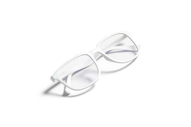White eye glasses with frame mockup. Optic accessory for protection or vision mock up.