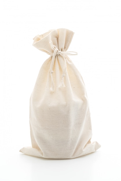 Photo white fabric bag on white