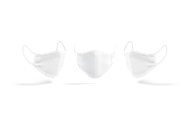 White fabric face mask mockup. Cotton medical bandage for safety mock up. Protective respiratory.