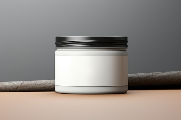 white face cream jar on gray