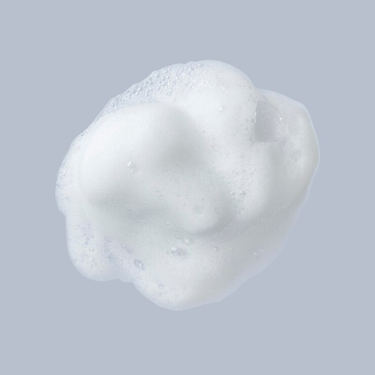 Photo white facial foam creamy bubble soap sponge isolated on background with clipping path cleansing concept