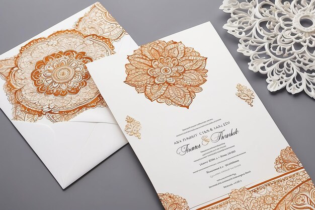 Photo white fassi henna wedding invitation