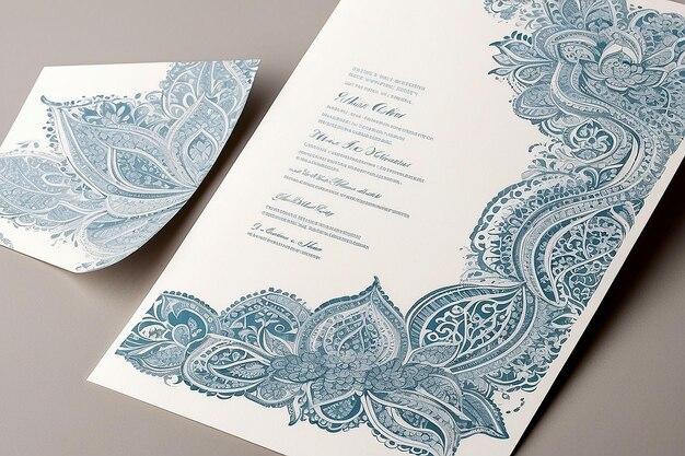 Photo white fassi henna wedding invitation