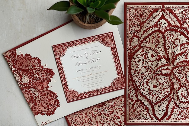 White Fassi Henna Wedding Invitation