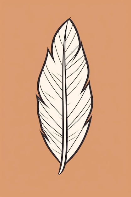 A white feather on a brown background