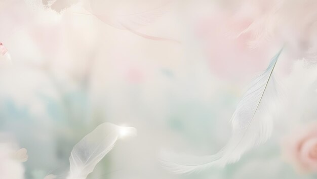 Photo a white feather with a pink and blue pattern on it