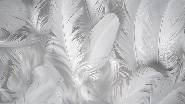 White feathers background as beautiful abstract wallpaper header Generative ai