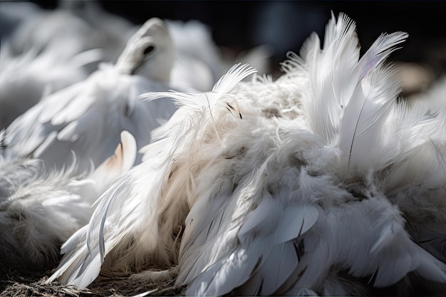 White feathers dancing in the wind