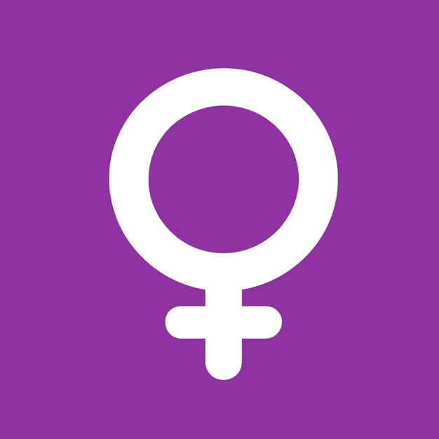 Белый женский символ на фиолетовом фоне