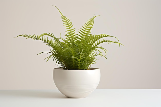 a white fern plant is placed in a small white background