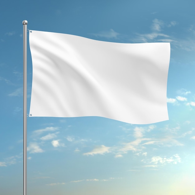 Foto una bandiera bianca su sfondo blu del cielo