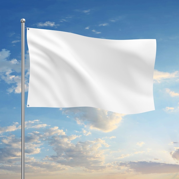 a white flag on a blue sky background