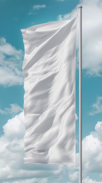 a white flag flying in the wind on a cloudy day