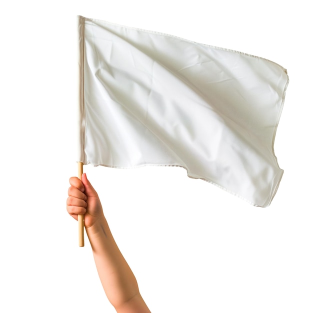 Photo white flag in the hand of a child isolated on a white or transparent background closeup of a white