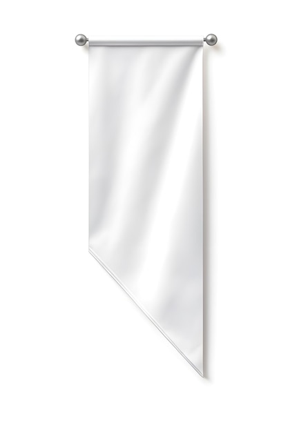 A white flag hanging on a wall with the word " white " on it.