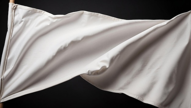 white flag isolated on black background backdrop with copy space