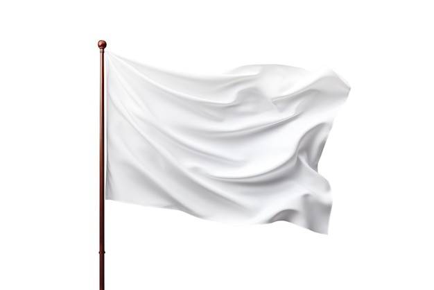 Photo white flag template clean horizontal waving flag isolated on white background generative ai