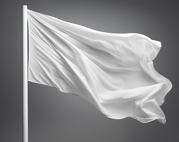 a white flag that is waving on a gray background