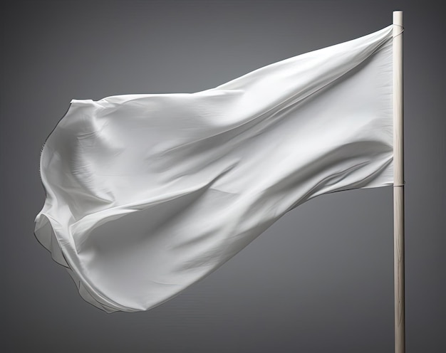 Photo a white flag that is waving on a gray background