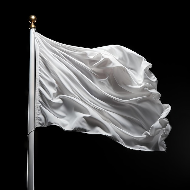 White flag waving on black background