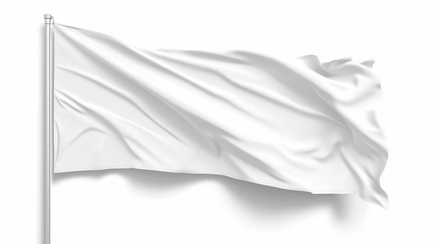 Photo a white flag waving in the wind on a white background generative ai