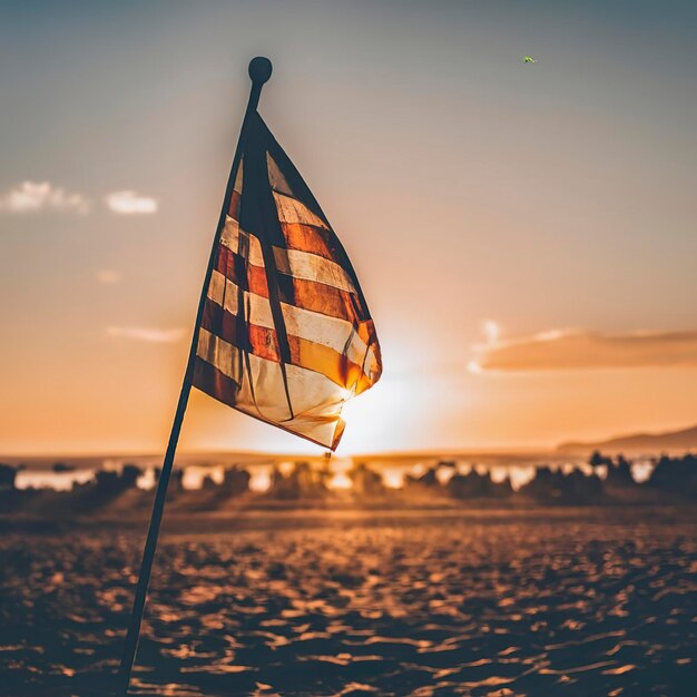 White flags on the beach