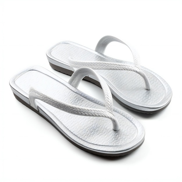 White flip flops isolated on white background