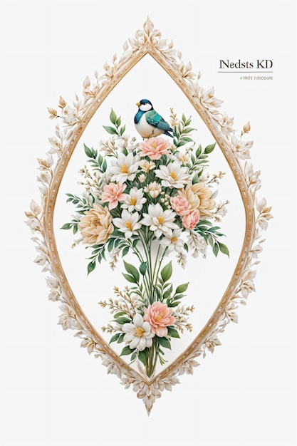 White floral frame