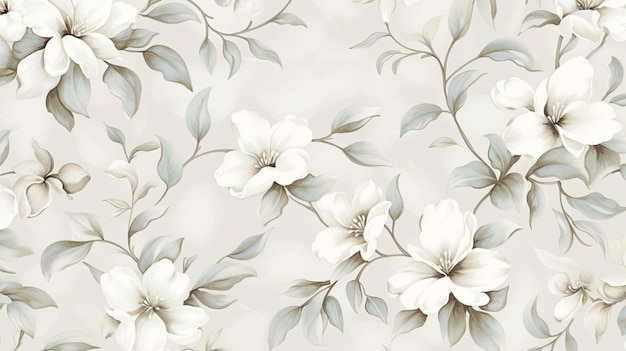 Photo white floral pattern generative ai